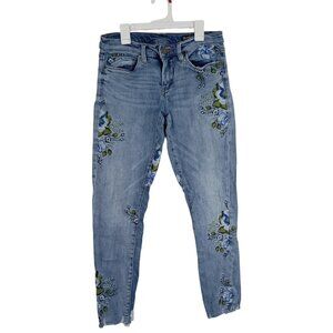 BlankNYC Skinny Classique Blue Floral Embroidered Jeans Size 27 Womens